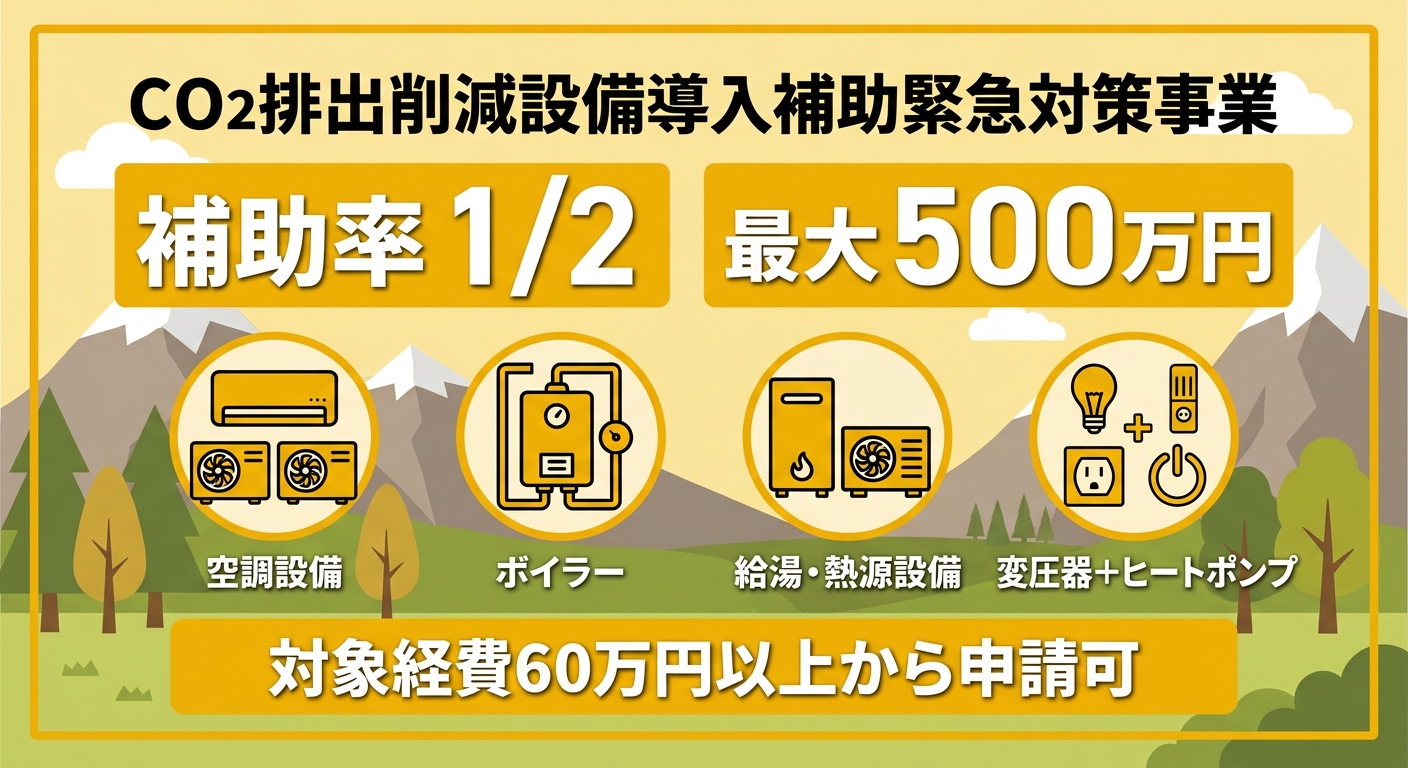 CO2排出削減設備導入補助金の補助率と対象設備のまとめ